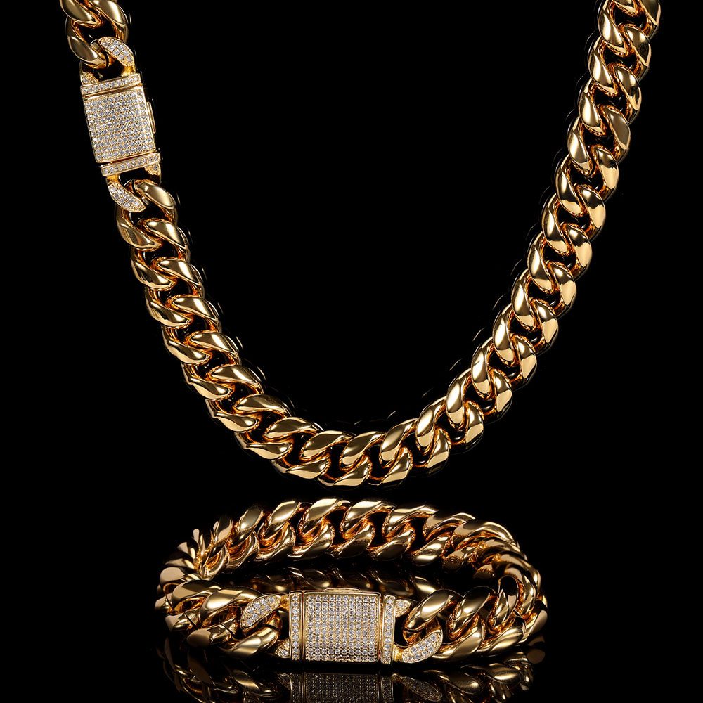 Cuban Link Chain 12Mm - 12mm Miami męski kubański łańcuszek ogniwowy