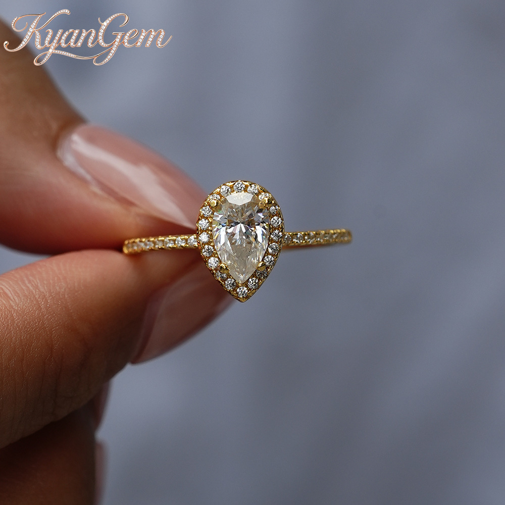 Moissanite Engagement Ring 1 Carat - Pierścionek KyanGem z prawdziwego 18-karatowego złota