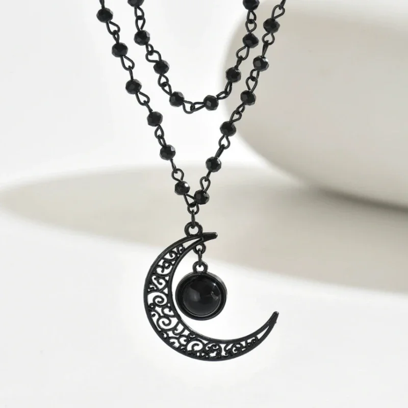 Layered Pendant Necklace Aesthetic - Gotycki naszyjnik z wielowarstwową zawieszką w