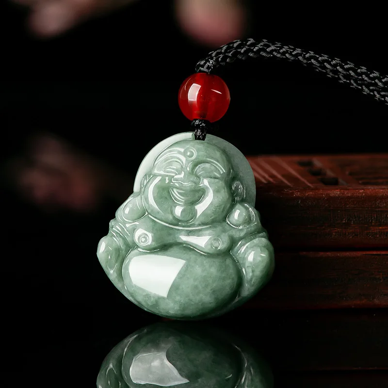 Necklaces - Zielony birmański jadeit wisiorek kamienie szlachetne
