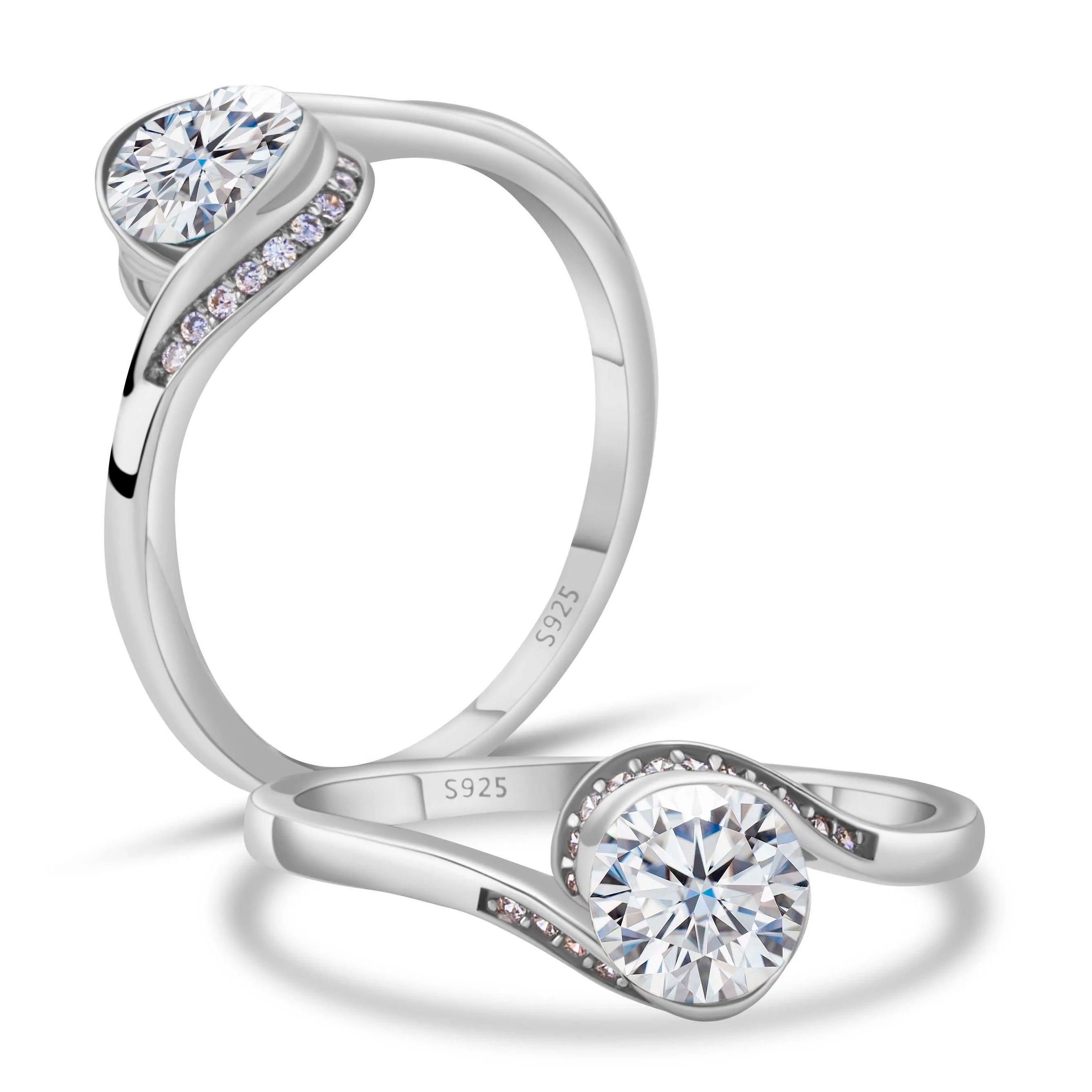 Moissanite Engagement Ring 1 Carat - Pierścionek zaręczynowy damski z moissanitem, luksusowy,