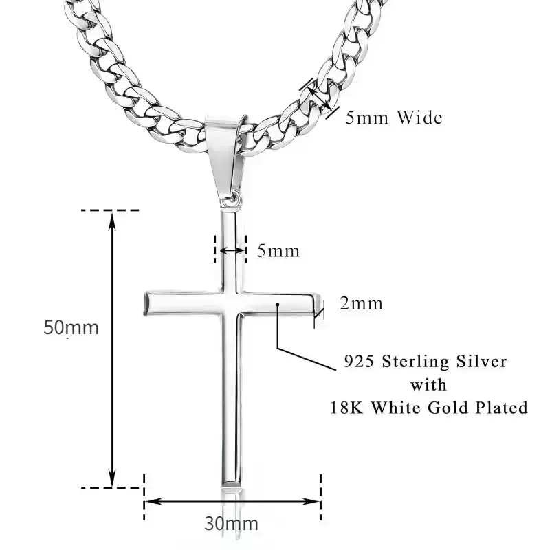 925 srebro naszyjnik z krzyżem – 925 Sterling Silver Chain Necklace Men recenzja i cena