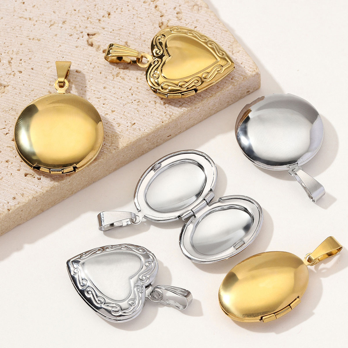 3 szt./partia Hurtownia Stal N – Heart Locket Necklace Photo recenzja i cena